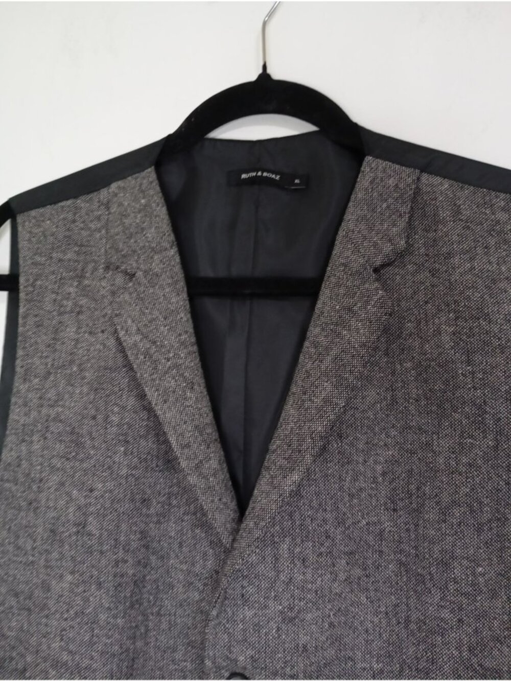 Ruth & Boaz Gray Tweed Formal Vest XL Wool Blend Adjustable Back Strap - Picture 3 of 9
